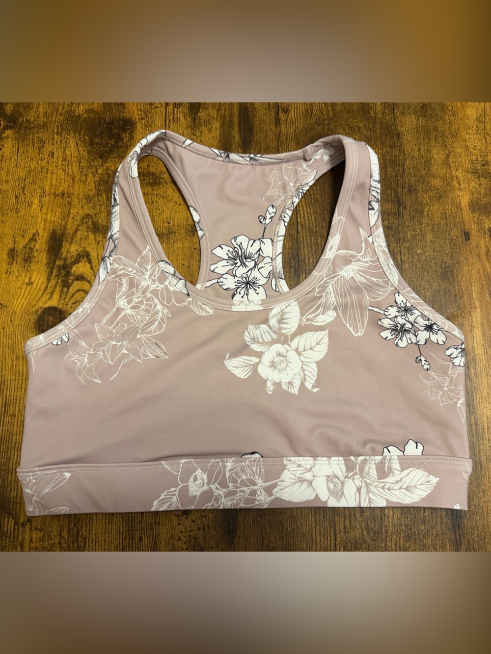 ALLFENIX-Floral Racerback Sports Bra - Blush